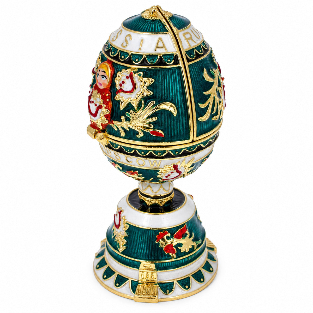 Enameled Nesting Doll Easter Egg Figurine