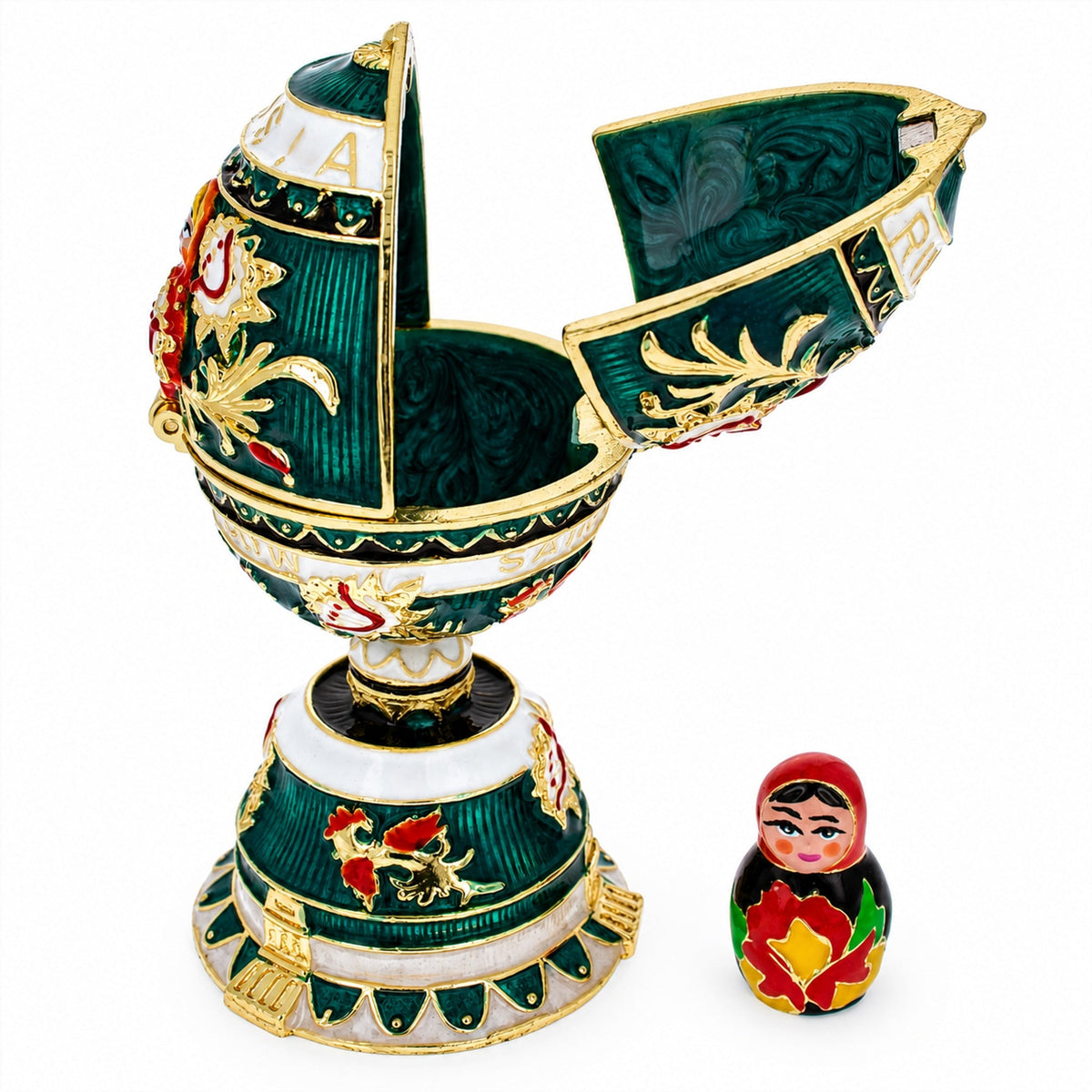 Enameled Nesting Doll Easter Egg Figurine