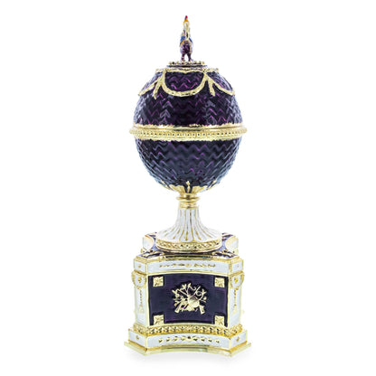 1904 Kelch Chanticleer Royal Imperial Musical Easter Egg in Purple Enamel