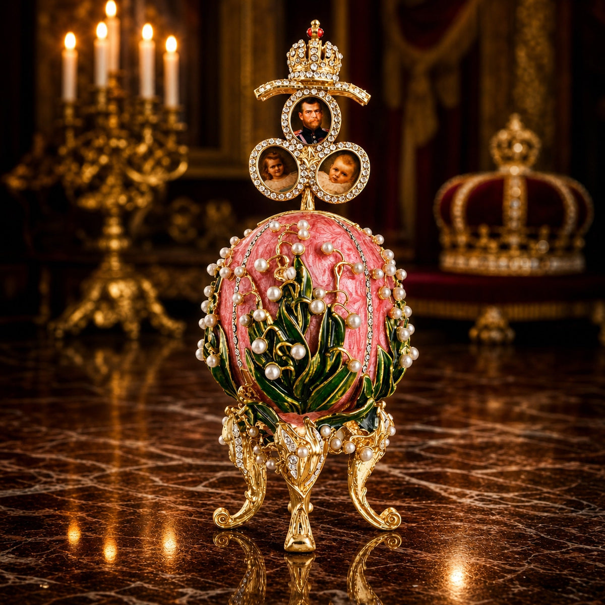 1898 Lilies of the Valley Musical Royal Imperial Easter Egg 6.3 Inches