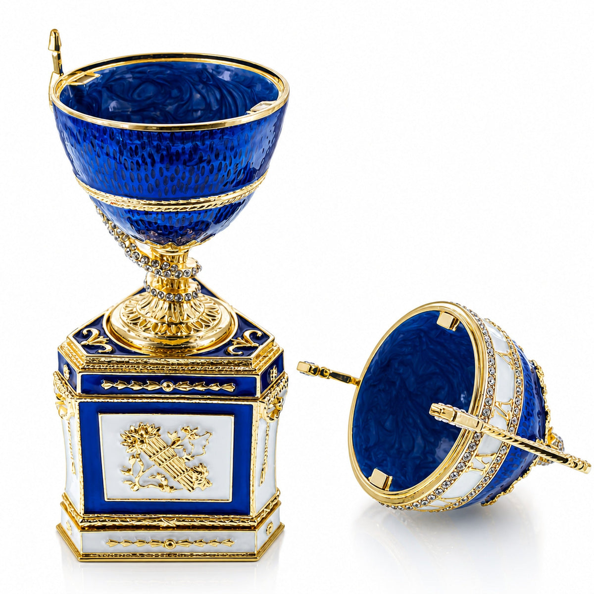 1895 Blue Serpent Clock Royal Imperial Easter Egg 7 Inches