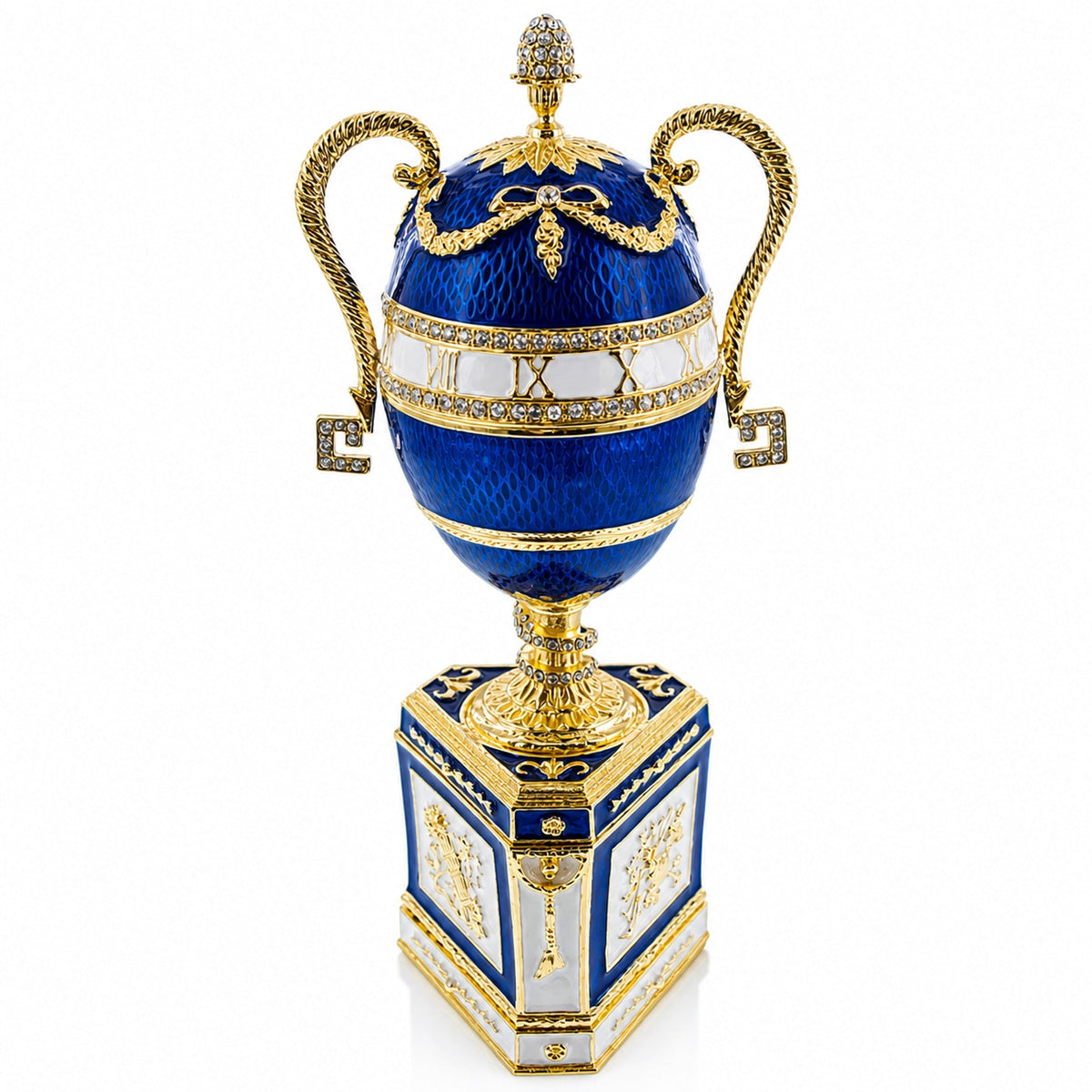 1895 Blue Serpent Clock Royal Imperial Easter Egg 7 Inches