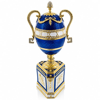 1895 Blue Serpent Clock Royal Imperial Easter Egg 7 Inches