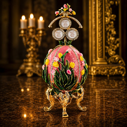 1898 Lilies of the Valley Royal Imperial Metal Easter Egg in Pink