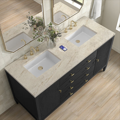 James Martin Myrrin 60" Double Bathroom Vanity, Carbon Oak