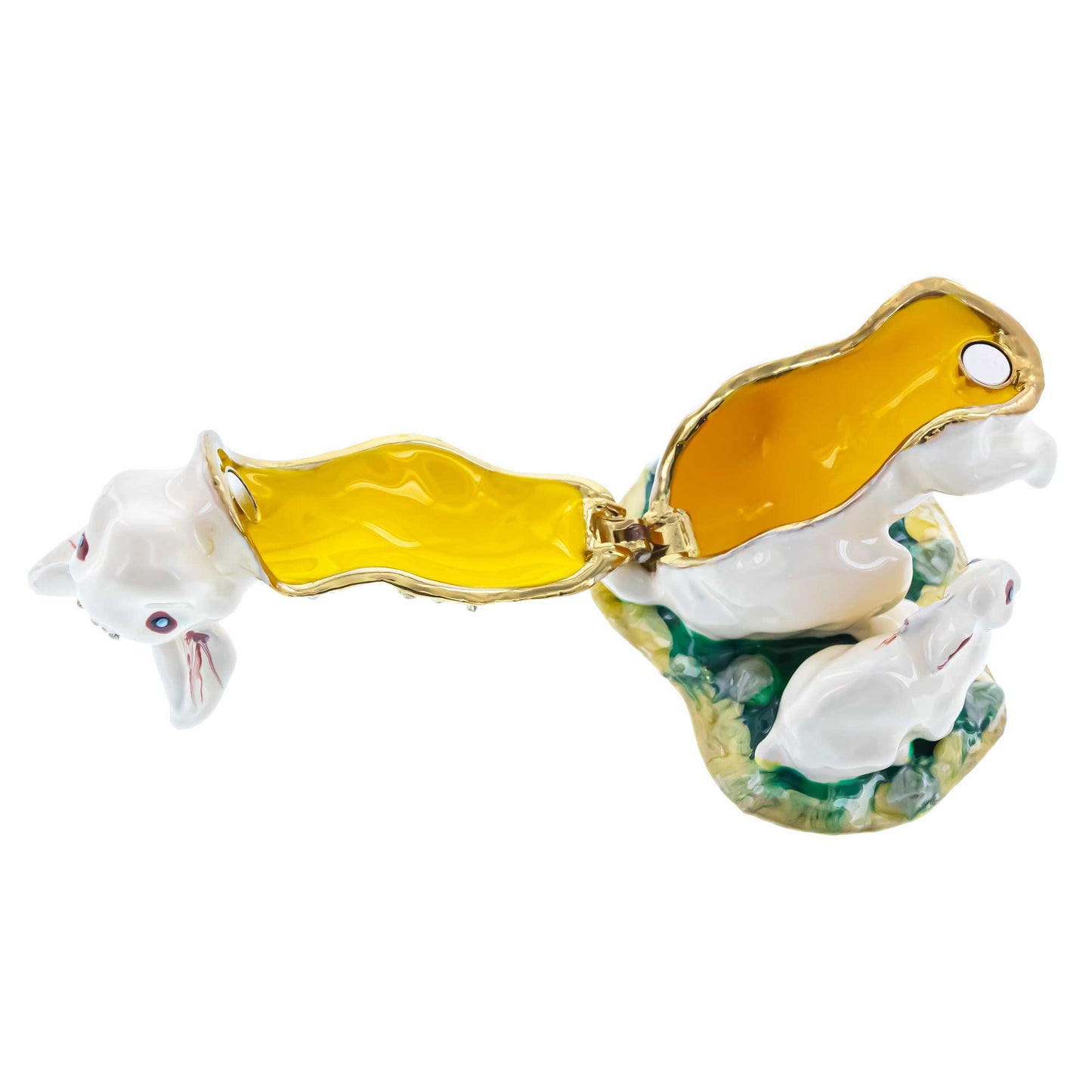 Bunny Family Jeweled Trinket Box Figurine