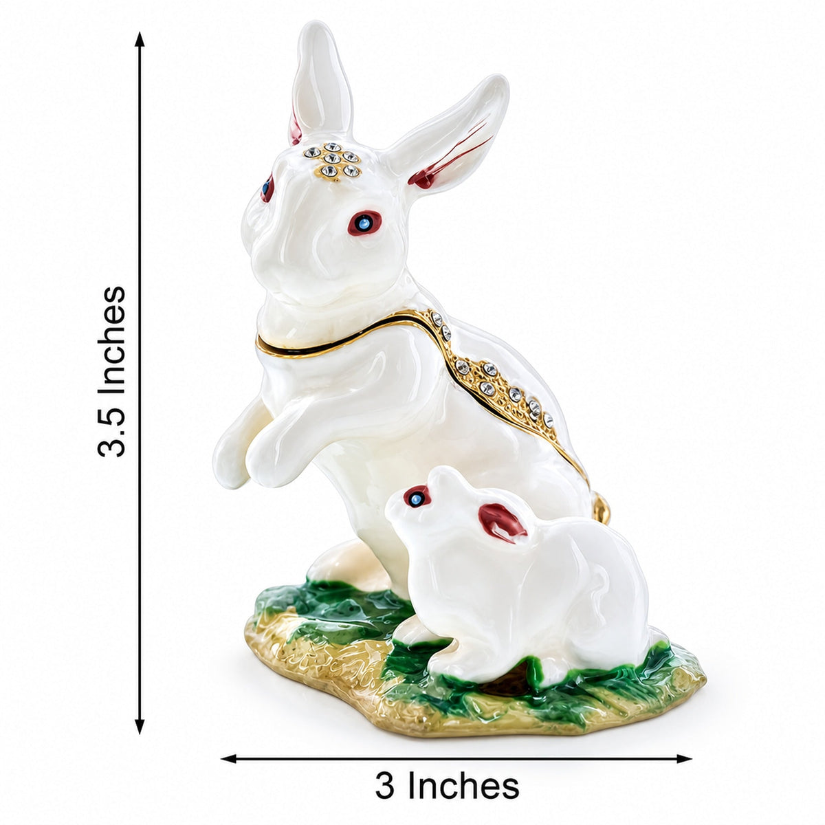 Bunny Family Jeweled Trinket Box Figurine