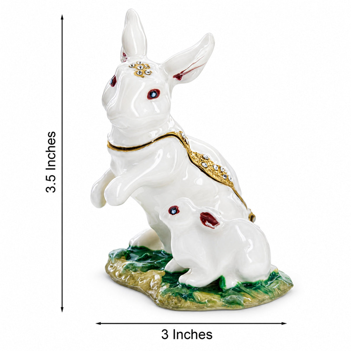 Bunny Family Jeweled Trinket Box Figurine