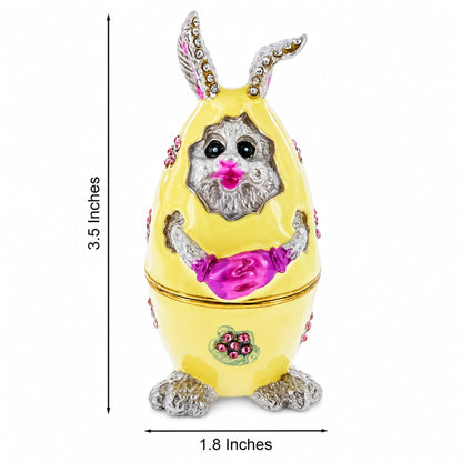 Bunny in the Easter Egg Metal Trinket Box Figurine