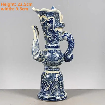 Qing blue & white dragon pattern porcelain vase living room decor