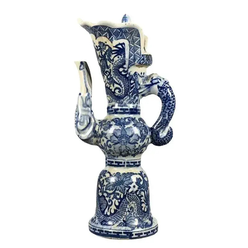 Qing blue & white dragon pattern porcelain vase living room decor