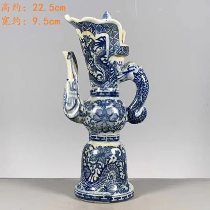 Qing blue & white dragon pattern porcelain vase living room decor