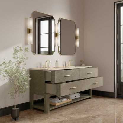 James Martin Lucian 72" Double Bathroom Vanity, Pebble Oak