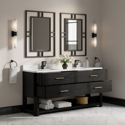 James Martin Lucian 72" Double Bathroom Vanity, Carbon Oak