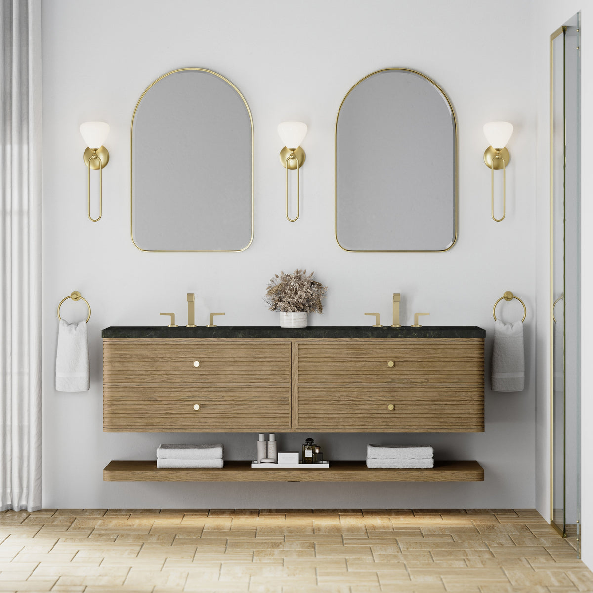 James Martin Allamari 72" Floating Double Bathroom Vanity, Dune Mist