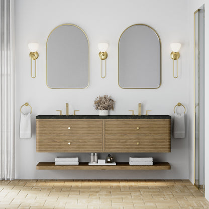 James Martin Allamari 72" Floating Double Bathroom Vanity, Dune Mist