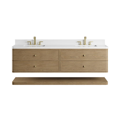James Martin Allamari 72" Floating Double Bathroom Vanity, Dune Mist