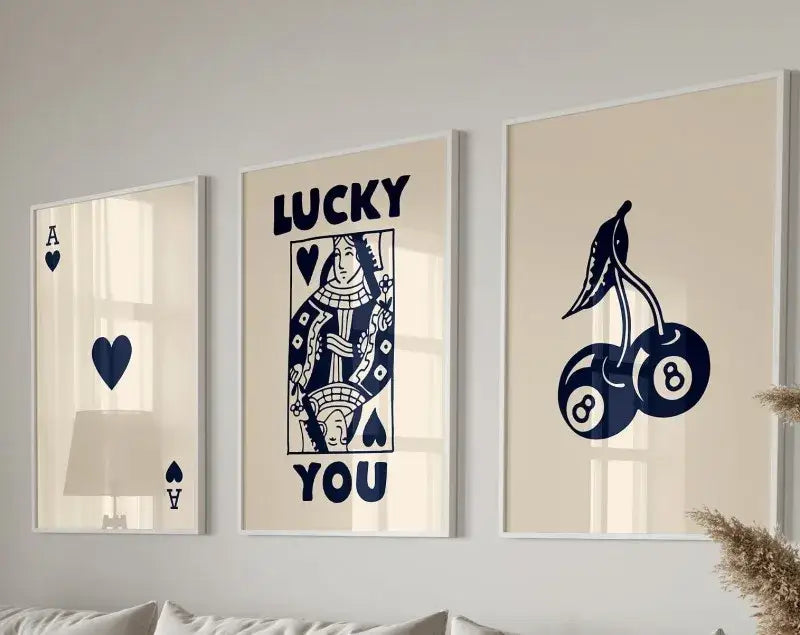 Queen of hearts pink framed art set bedroom wall art