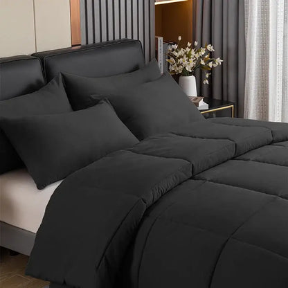 Quilted black cozy queen king duvet pillowcase set bedroom