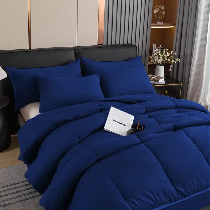 Quilted black cozy queen king duvet pillowcase set bedroom