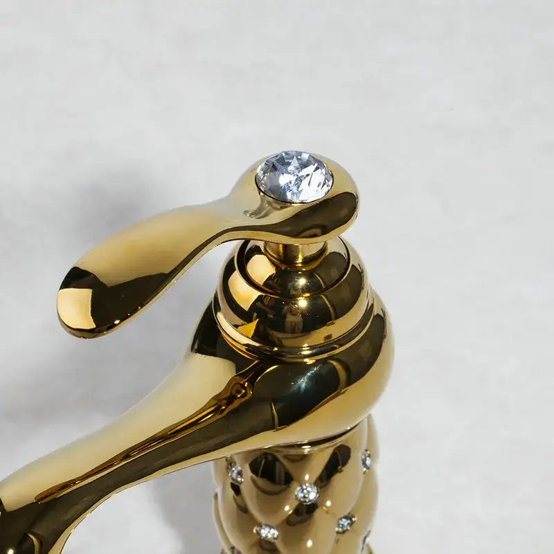 Quilted diamond golden plated bathroom basin faucet