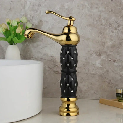 Quilted diamond golden plated bathroom basin faucet