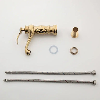 Quilted diamond golden plated bathroom basin faucet