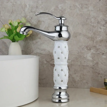 Quilted diamond golden plated bathroom basin faucet
