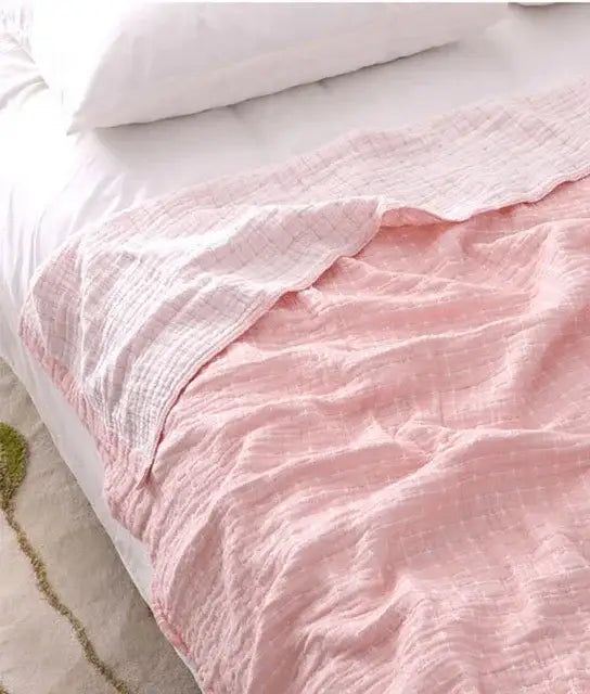 Quilted gray & blue cotton summer blanket bedroom bedspread