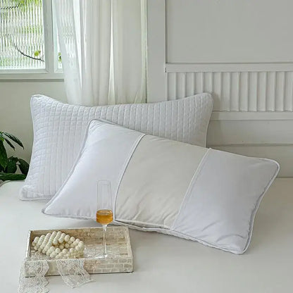 Quilted gray cotton pillowcase bedroom grid pattern cover