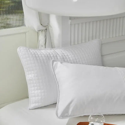 Quilted gray cotton pillowcase bedroom grid pattern cover