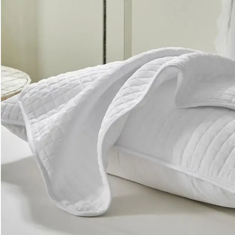Quilted gray cotton pillowcase bedroom grid pattern cover