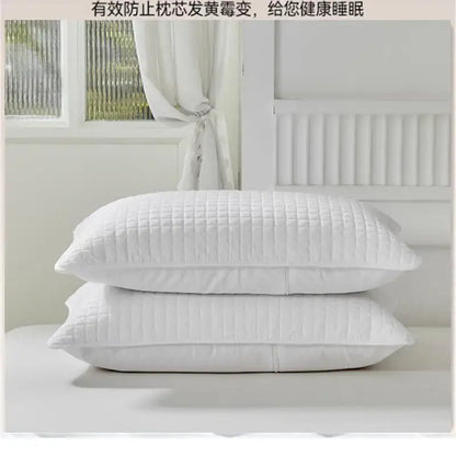 Quilted gray cotton pillowcase bedroom grid pattern cover