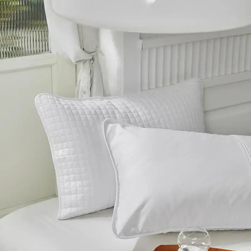 Quilted gray cotton pillowcase bedroom grid pattern cover