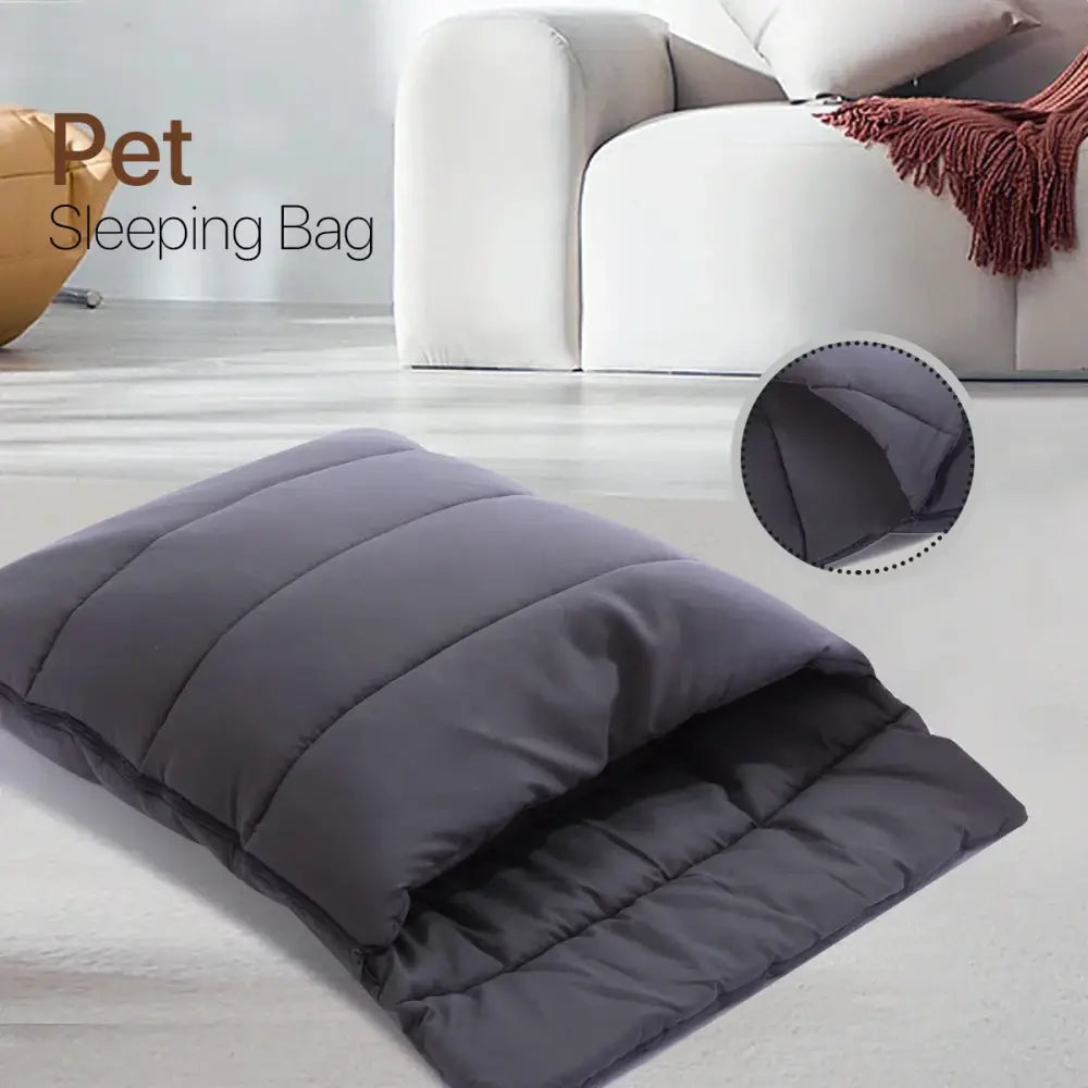 Quilted gray soft cat cave bed bedroom washable pet hideaway