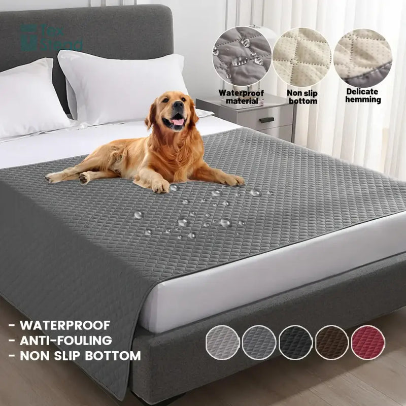 Quilted gray waterproof dog bed cover bedroom non slip pad