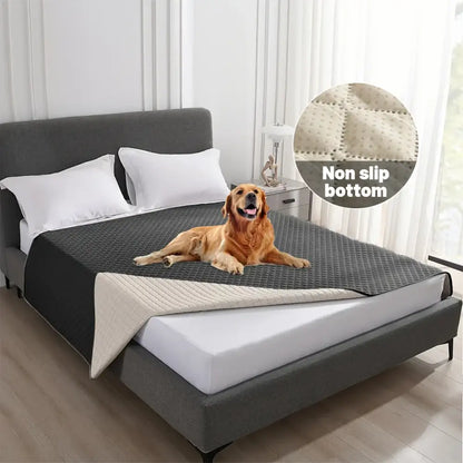 Quilted gray waterproof dog bed cover bedroom non slip pad