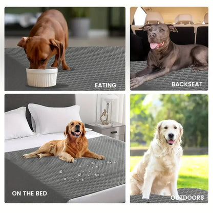 Quilted gray waterproof dog bed cover bedroom non slip pad