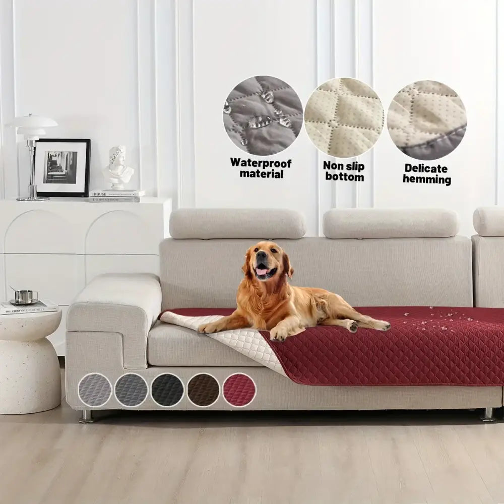Quilted gray waterproof dog bed cover bedroom non slip pad