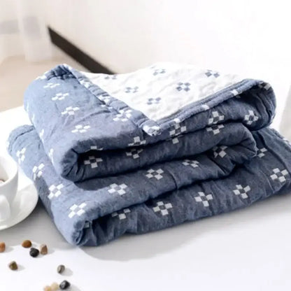 Quilted grid cotton gauze sofa cover living room throw blanket