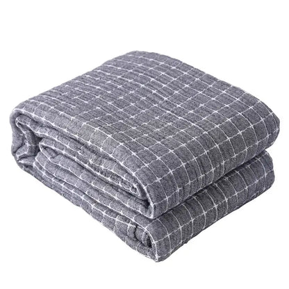 Quilted grid cotton gauze sofa cover living room throw blanket