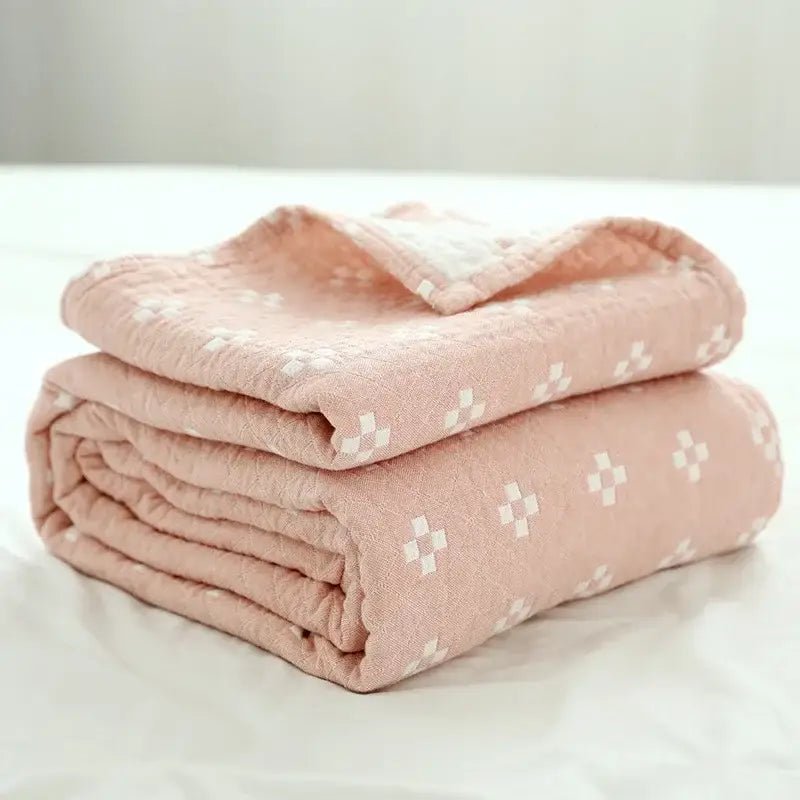 Quilted grid cotton gauze sofa cover living room throw blanket