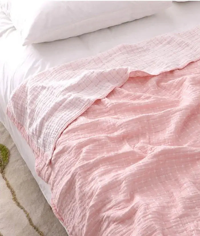 Quilted grid cotton gauze sofa cover living room throw blanket