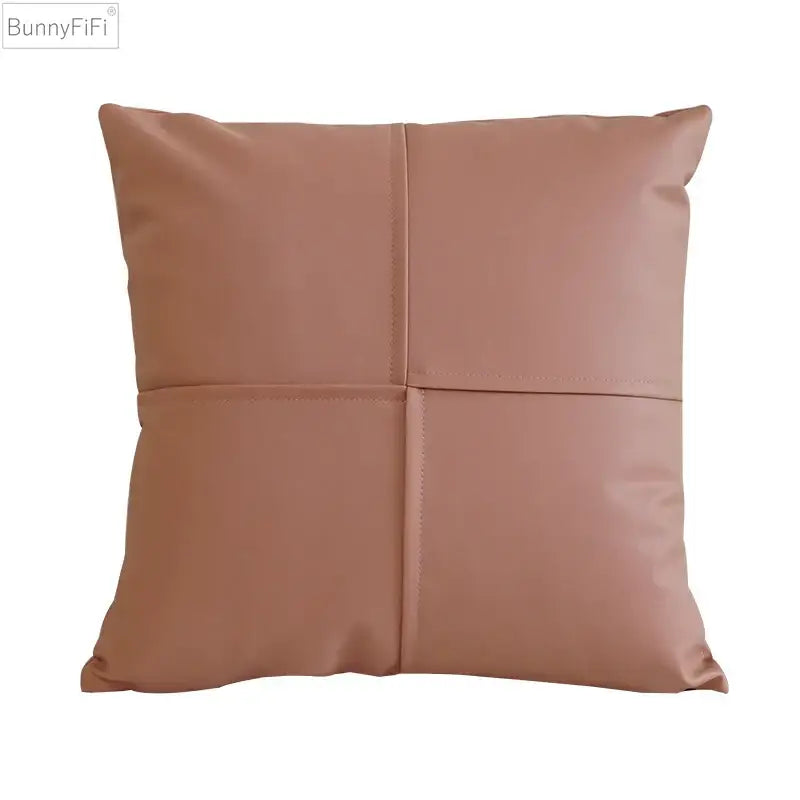 Quilted ivory leather pillow cover living room square throw decor