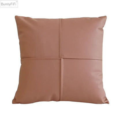Quilted ivory leather pillow cover living room square throw decor