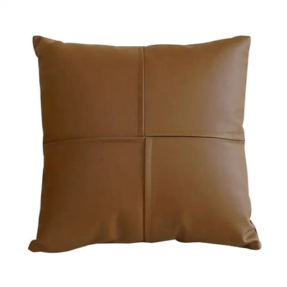 Quilted ivory leather pillow cover living room square throw decor