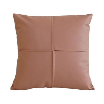 Quilted ivory leather pillow cover living room square throw decor