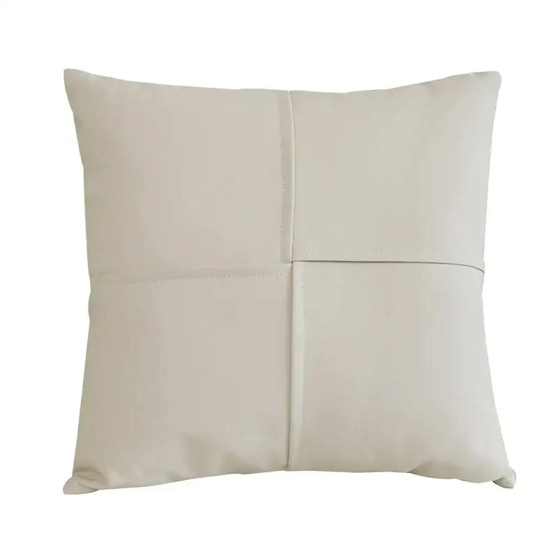 Quilted ivory leather pillow cover living room square throw decor