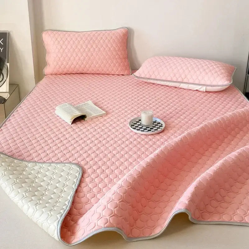 Quilted light green cooling mat bedroom bedding set