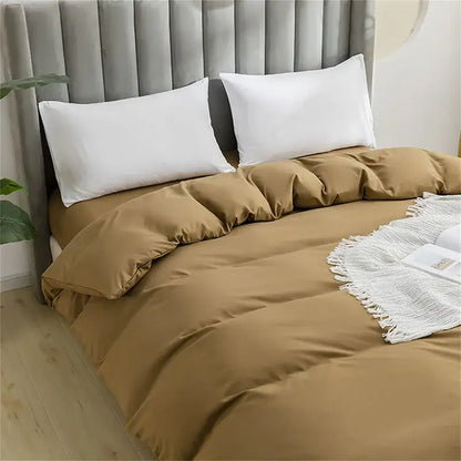 Quilted tan duvet cover set bedroom soft bedding with pillowcases